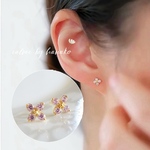 新作　シンプル　18K　高品質　お洒落　上品　大人女子　人気　桜　フラワー　ピンク　CZダイヤ　ピアス