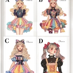 chan.ce オリジナルステッカー　3種6枚入り  カラフルドレス　人物ステッカー　