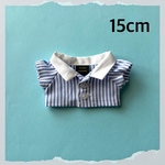 15cmぬいぐるみ服　ブルーストライプシャツ(白衿)