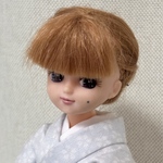リカちゃん　着物　水色x白・花柄