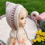 ミディブライス、imda2.6、幼SD❣コットンで編んだチューリップ畑のピクシーハット