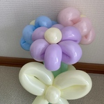 バルーンアート 花　7本　ピンク×白