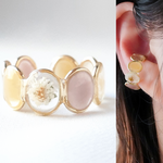 hana ring リングにもなるイヤカフ／イヤーカフ　花　レジンリング　かすみ草　ウォームベージュ　イエベ春
