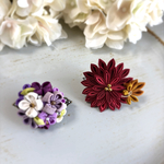 つまみ細工　帯留め　アジサイブルー&紅葉