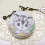 子猫/マカロンコインケース(マカロンポーチ)ストラップ付