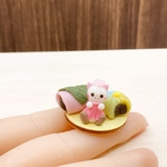 ミニチュア　春の猫さんと和菓子セット　ハンドメイド　
