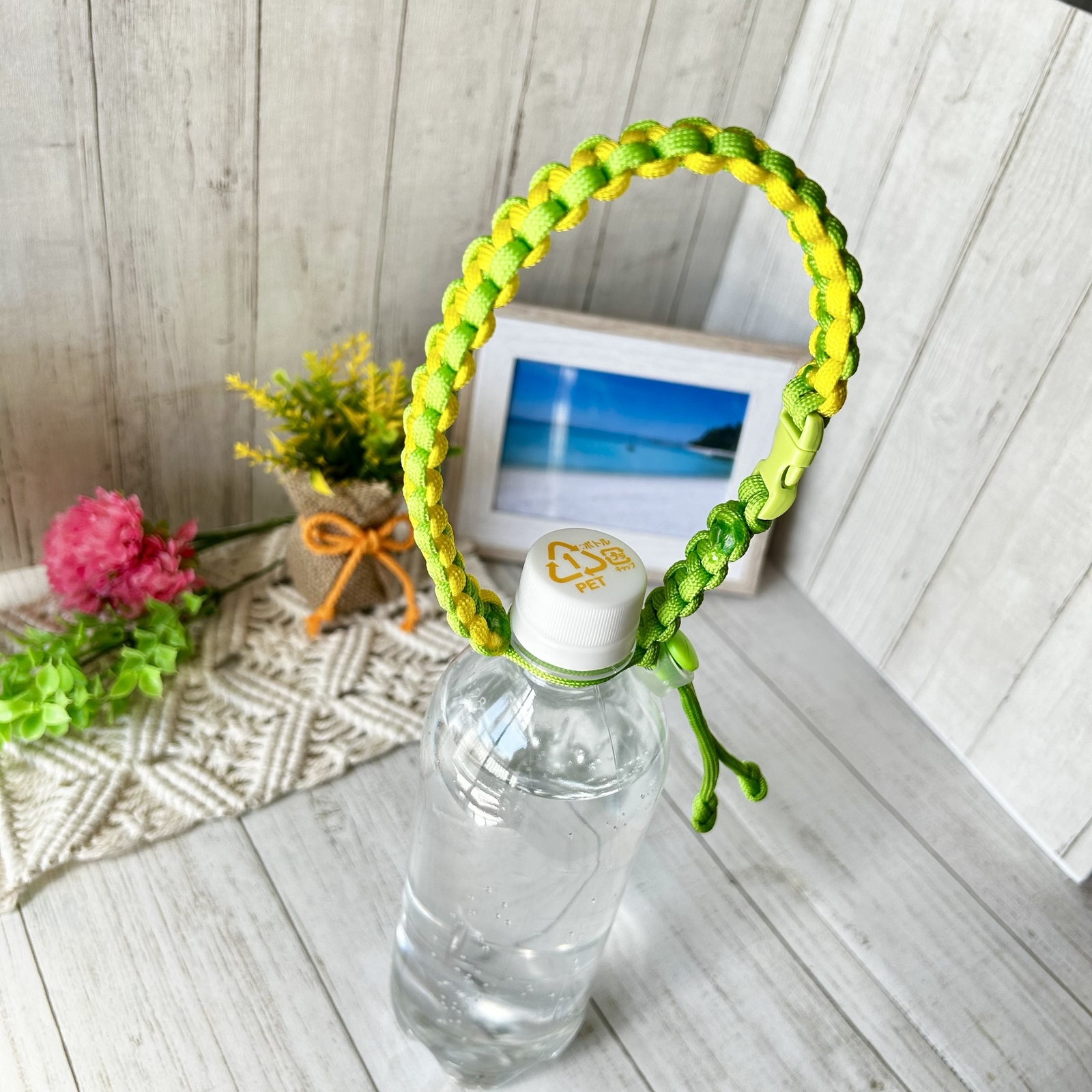 ペットボトルカバー 薔薇柄ブラウン系 ハンドメイド ペットボトル