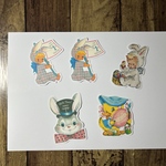 春　レトロイースター　ダイカット  5枚　厚手　裏面無地