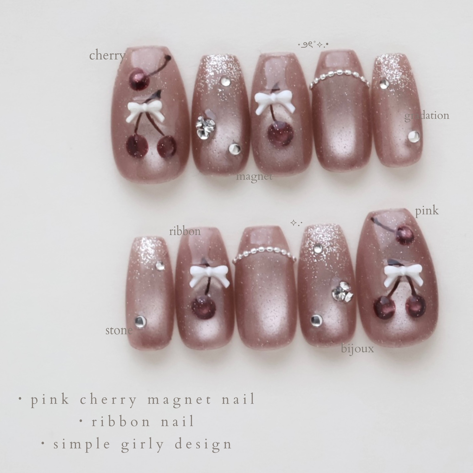 size order】ネイルチップ マグネットネイル シンプル ピンク