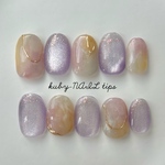 ふんわりきらきら🌸春ネイル〈no.12〉ニュアンス　ネイルチップ　春　春ネイル　ピンク　マーブル　マグネット　