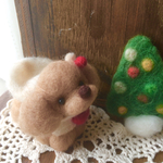 アプリコットトイプードル✨白いフード付きタートルセーター🎀クリスマスツリー🌲セット