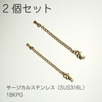 【2個セット】SUS316L アジャスター カニカン付 留め具 金具 サージカルステンレス 金属アレルギー対応 ゴールド C01G