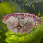 【送料無料】SP-1618✨💗ピンクオパール双頭蓮×ロードナイトシリカ12mm 天然石ブレスレット💗✨パワーストーン✨ブレスレット✨天然石✨