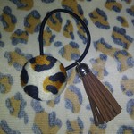 ★送料無料★ヒョウ柄ふんわり☆くるみボタンヘアゴム