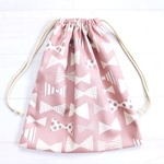 持ち手選べるお着替え袋☆持ち手なし☆ナップサック☆体操服☆巾着袋☆大人用スリッパ袋☆リボン☆ストライプ☆ドット☆ピンク☆くすみ
