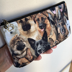 ジャーマンシェパードいっぱい柄のふっくらマチポーチ