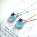 【選べる金具】星×月 アクアマリン ペンダント