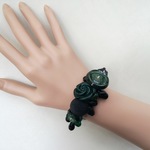 Oさまご依頼品 黒と緑のボタンブレスレット 