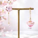 桜ゼリーと最中のピアス/イヤリング