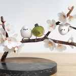 ⭐️新作⭐️シマエナガとメジロ　梅の花【部屋の中で野鳥観察シリーズ】
