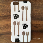 *再x10販*北欧カフェセット　木と食器の北欧パターンスマホケース　シンプル＆ナチュラルiPhoneSE3/15/15Pro/Xperia/Galaxy/AQUOS等