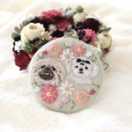 お花とうちの子バッグチャーム　〜愛犬　愛猫　ペット　刺繍　多頭飼い〜