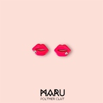 【再販1】neon pink LIP (medium) ピアス/イヤリング