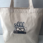 図書館バッグ【S】｜刺繍トートバッグ｜本好きさんへのギフト｜読書に集中