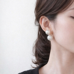 ビッグ　コットンパール　バックキャッチ　ピアス/イヤリング　大粒　特大パール　14mm＆16mm