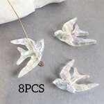 【3/13 販売】 8個 ツバメ アクリルビーズ 燕 鳥 オーロラ ビーズ/クリア（B-212） 