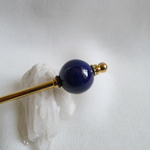 ご予約品　紺色釉薬玉かんざし（金）