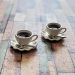 限定　シンプル 陶器みたいなコーヒーカップとソーサーセット(ホワイト)