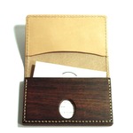 名刺入 "wood & leather" ベージュ&ブラウン