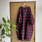 natural*薄起毛赤チェックバルーンワンピース