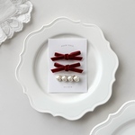 Christmas hair clip set ♡クリスマスヘアクリップ セット　冬　ベルベット　ベロア　ハート　ヘアクリップ  パーティー