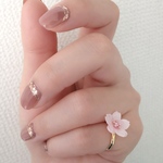 桜のリング🌸春　ゴールド金具　フリー/ピンキー
