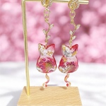 【あきみぅ様専用ページ】花咲くねこのしっぽ(イヤリング)、春色ねこ物語(イヤリング)🌸