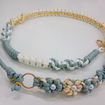 【長さ調整可能】お花✲*ﾟパラコード ショルダーストラップ☆ミントブルー×ホワイトゴールド