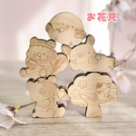 お花見中のなかまたち｜積んであそべる木のちびつむ｜季節をたのしむ積み木飾り｜幼稚園 保育園