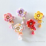 【受注製作】つまみ細工 髪飾り 花mini//選べる5色 ＊お食い初め/七五三/ひな祭り＊和装 着物/ベビークリップ＊