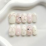［イニシャル］ネイルチップ 春 ピンク ガーリー お花 バラ ワンホン ハート ちゅるん りぼん キラキラ グミシール付き