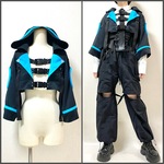 ラペルフードタクティカルジャケット　ライトブルー