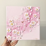 3月のお花『桜』25㎝×25㎝絵画/アクリル画/テクスチャーアート/アート/キャンバス/インテリア