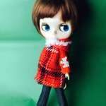 ★赤 大きめタータンチェック コート★くま太郎ブライス洋服