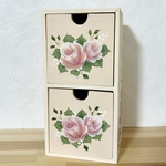 薔薇のミニチェスト2段 トールペイント 
