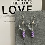 クリアハート×パープルのシルバーピアス