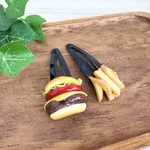 ハンバーガーとポテトのぱっちんピン