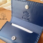 本革 手縫い カード  小物  名刺ケース：ネイビー