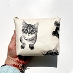 ふご様オーダー品❣️ねこ柄😻マチありポーチ裏面クリア生地