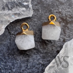 ☆新色☆【4pcs】天然石　ブロックチャーム　22092 ホワイトジェイド